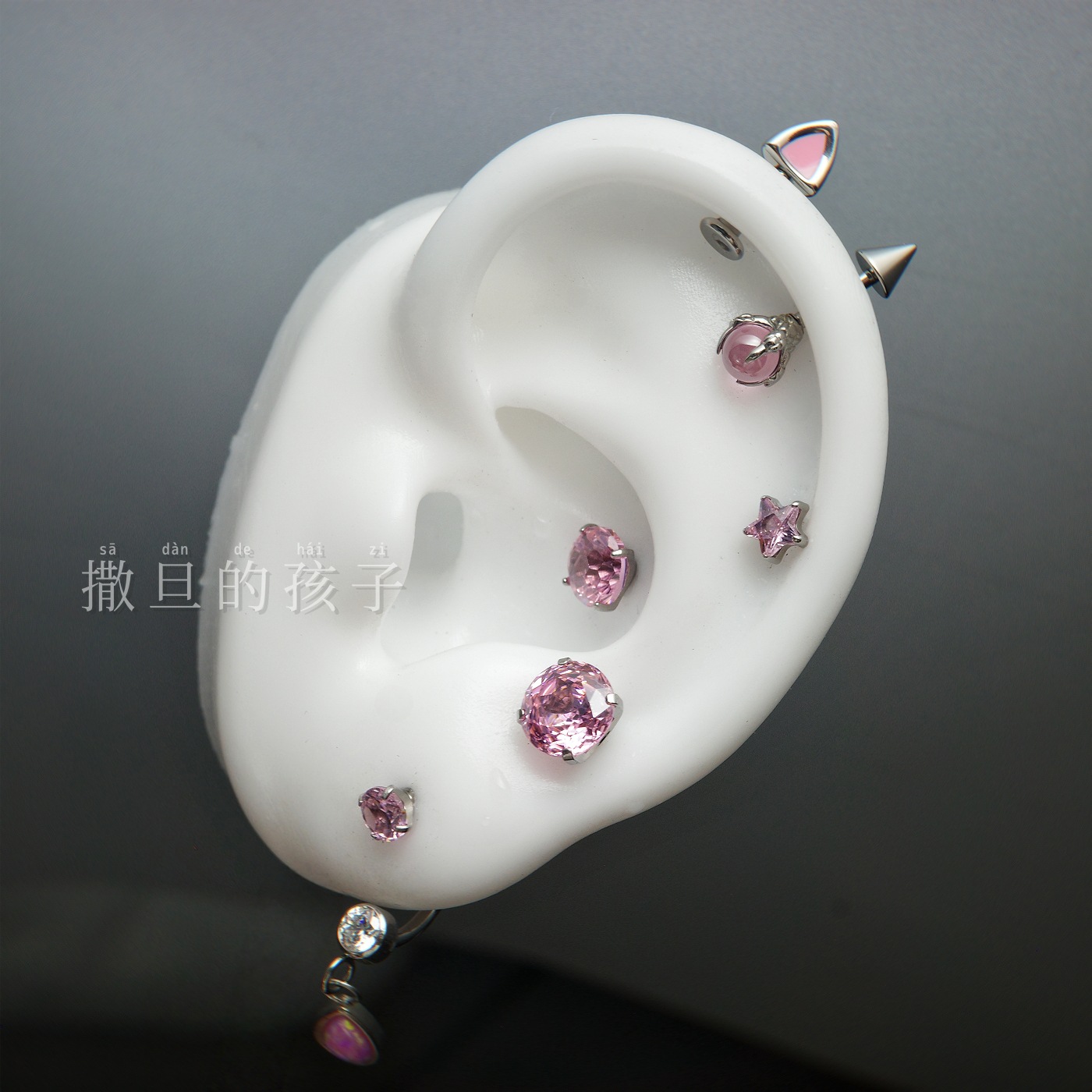 Satan's Child F136 Titanium Alloy Earrings Flashing Collection Sparkling Diamond Rose Cut Firework Cut Titanium Alloy Earrings detail image 14