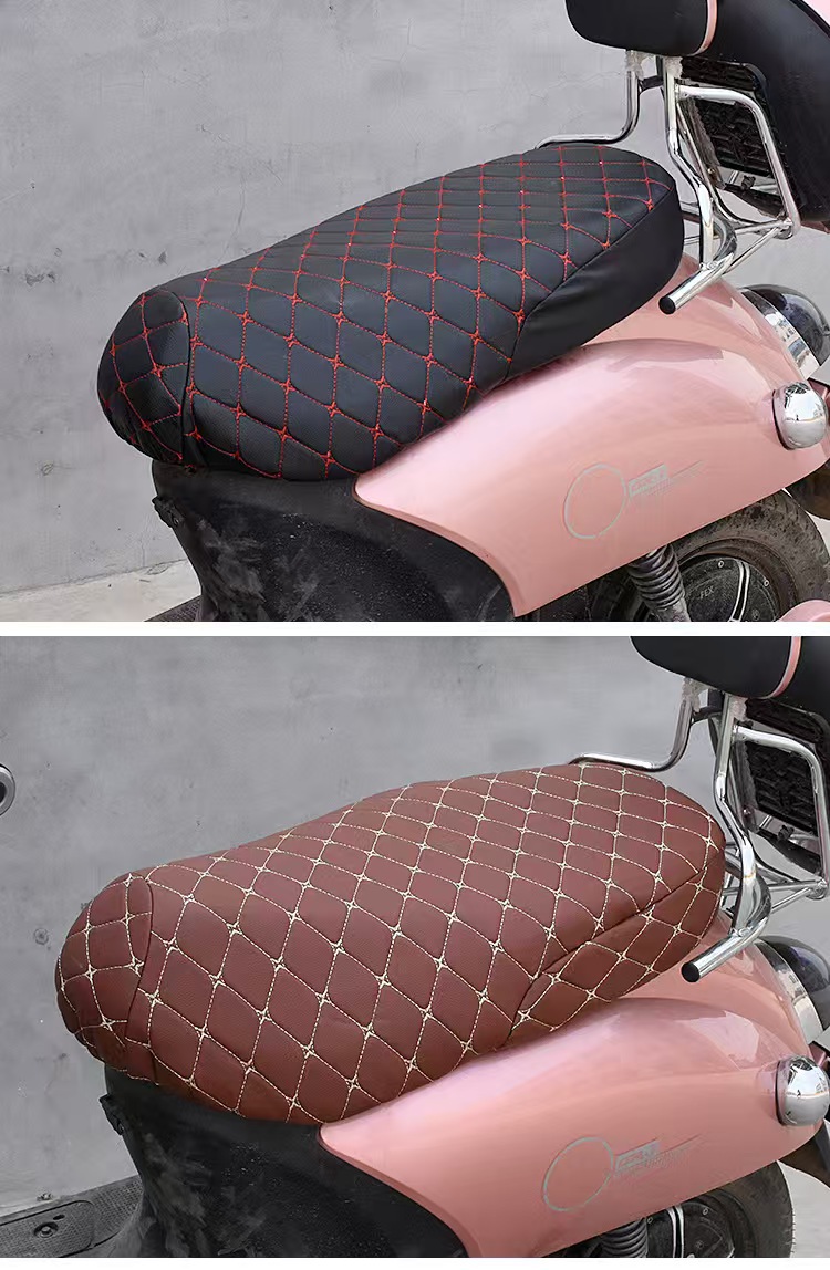 Quilted embroidered electric motorcycle seat cover, cross-border labeling, Temu labeling, AliExpress labeling, black, brown, coffee-colored quilted embroidered seat cover