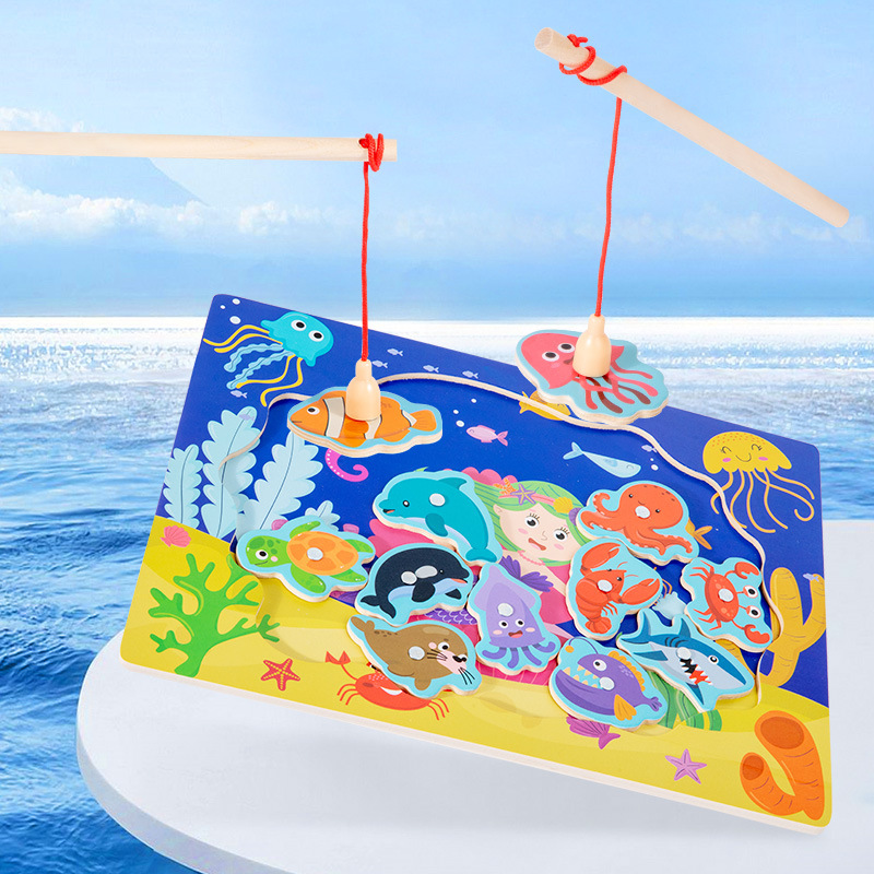Juegos de pesca magnética divertidos juguetes multi-estilo tema marino para bebés puzzle educación temprana iluminación cognitiva