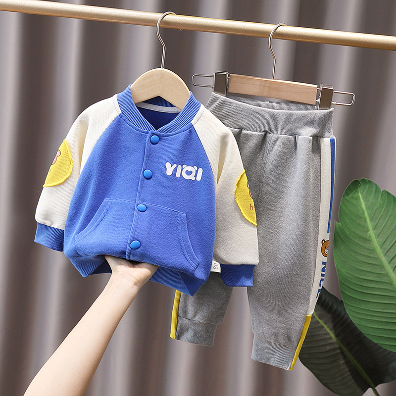 2022 New Spring Autumn Clothing Set Korean Edition Boys Handsome Middle and Young Children's Western Sports_voghion.com