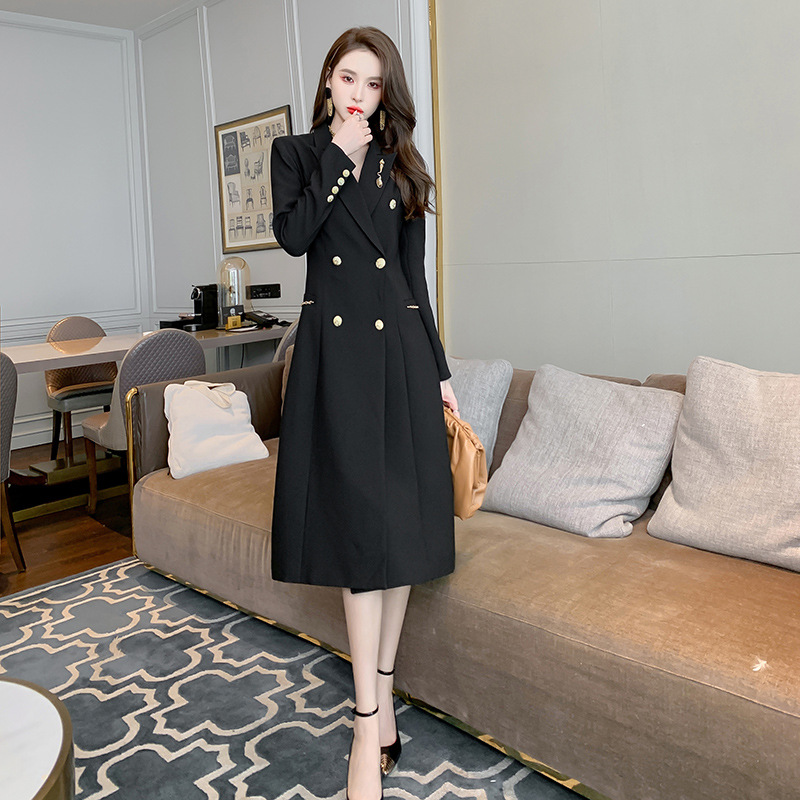 2026 Spring Fashionable Draped Trench Coat for Women, Elegant Design, Mid-Length Professional Waist-Cinching Blazer 5408