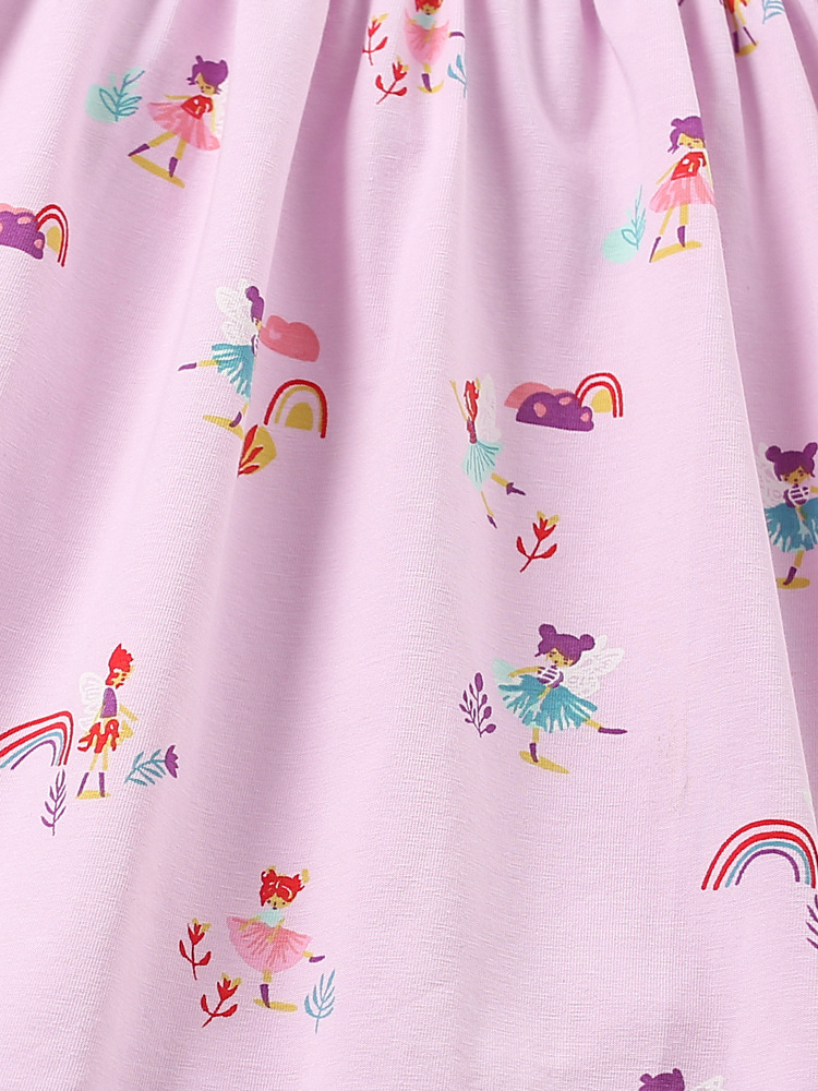 Falda de niña malwee verano nuevo estilo europeo y americano niños pequeños y medianos cuello redondo manga corta estilo occidental vestido de princesa casual