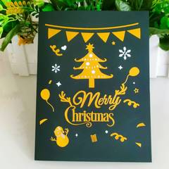 聖誕節3D賀卡 聖誕節賀卡燙金創意祝福留言賀卡 聖誕樹節日賀卡