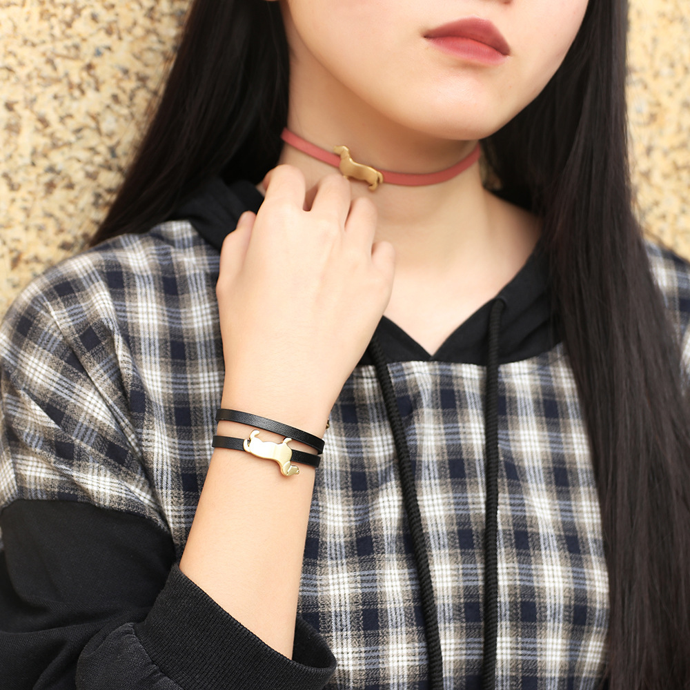 유럽과 미국 국경 간 보석 도매 맞춤형 가죽 팔찌 학생 캠퍼스 스타일 개 사랑 멀티 컬러 어린이 손 장식품