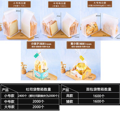 Baked toast bread packaging bag rolled edge fresh baked vitality large 450g 250 toast slices self-sealing bag wholesale