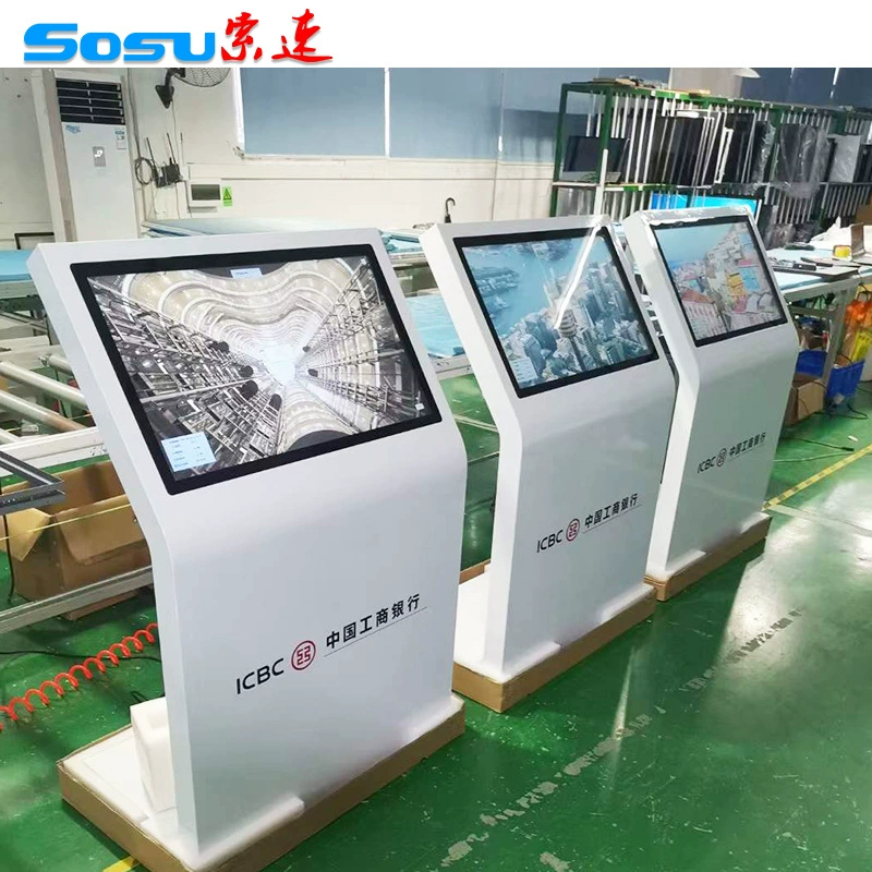 Горизонтальный сенсорный терминал самообслуживания «все в одном» 43inch-98inch с L-образным наклоном экрана, поддерживающий отечественные системы.