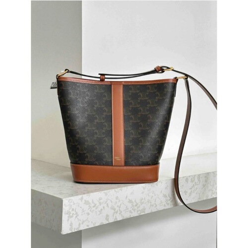 Arc de Triomphe genuine leather bucket bag for women  new commuter simple high-end niche single shoulder crossbody bag