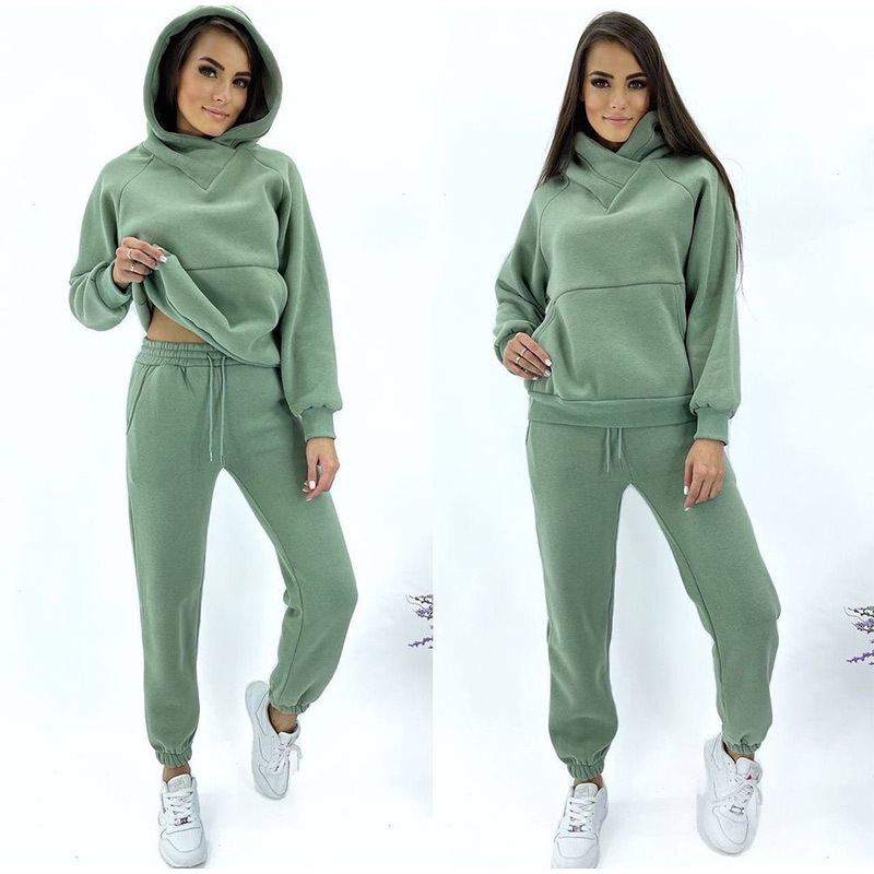 Women's Casual Sports Solid Color Polyester Pocket Pants Sets display picture 7