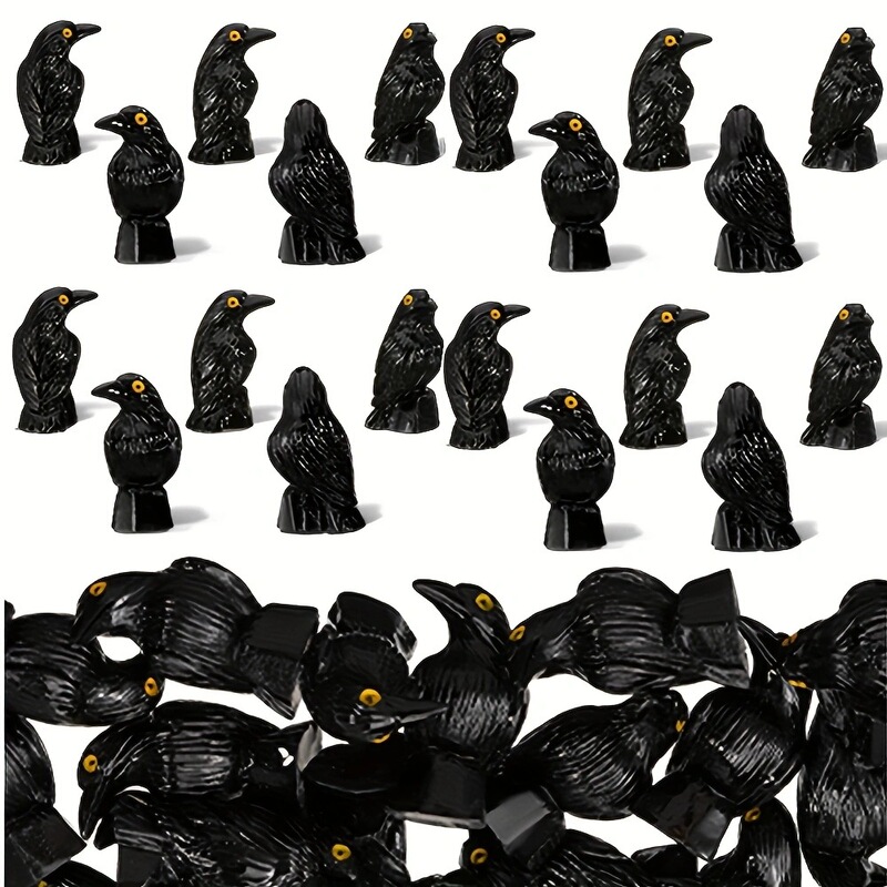 Cross-Border Creative Halloween Decorations Black Tilted-Head Crow DIY Resin Crafts Festive Ornaments Small Ornaments