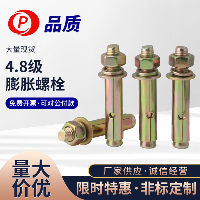 M6M8M10至M20厂家直供国标彩锌4.8级膨胀螺栓拉爆螺丝外膨胀螺丝