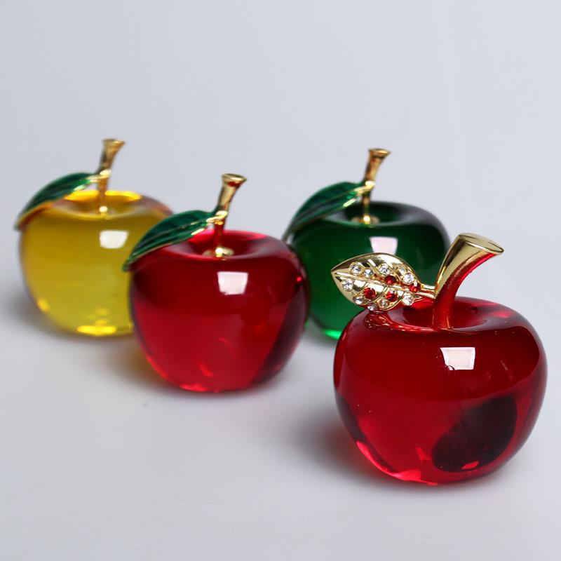 Wholesale 3D K9 Crystal Apple Decorations Birthday Holiday Creative Car Ornaments Christmas Gift Engraving
