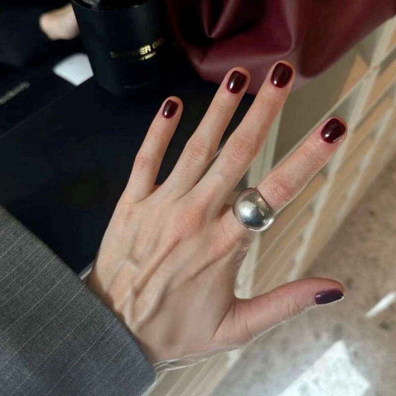Korean Blogger's Same Style Chubby Minimalist Glossy Wide Bun Open Ring Niche Light Luxury Simple Index Finger Ring