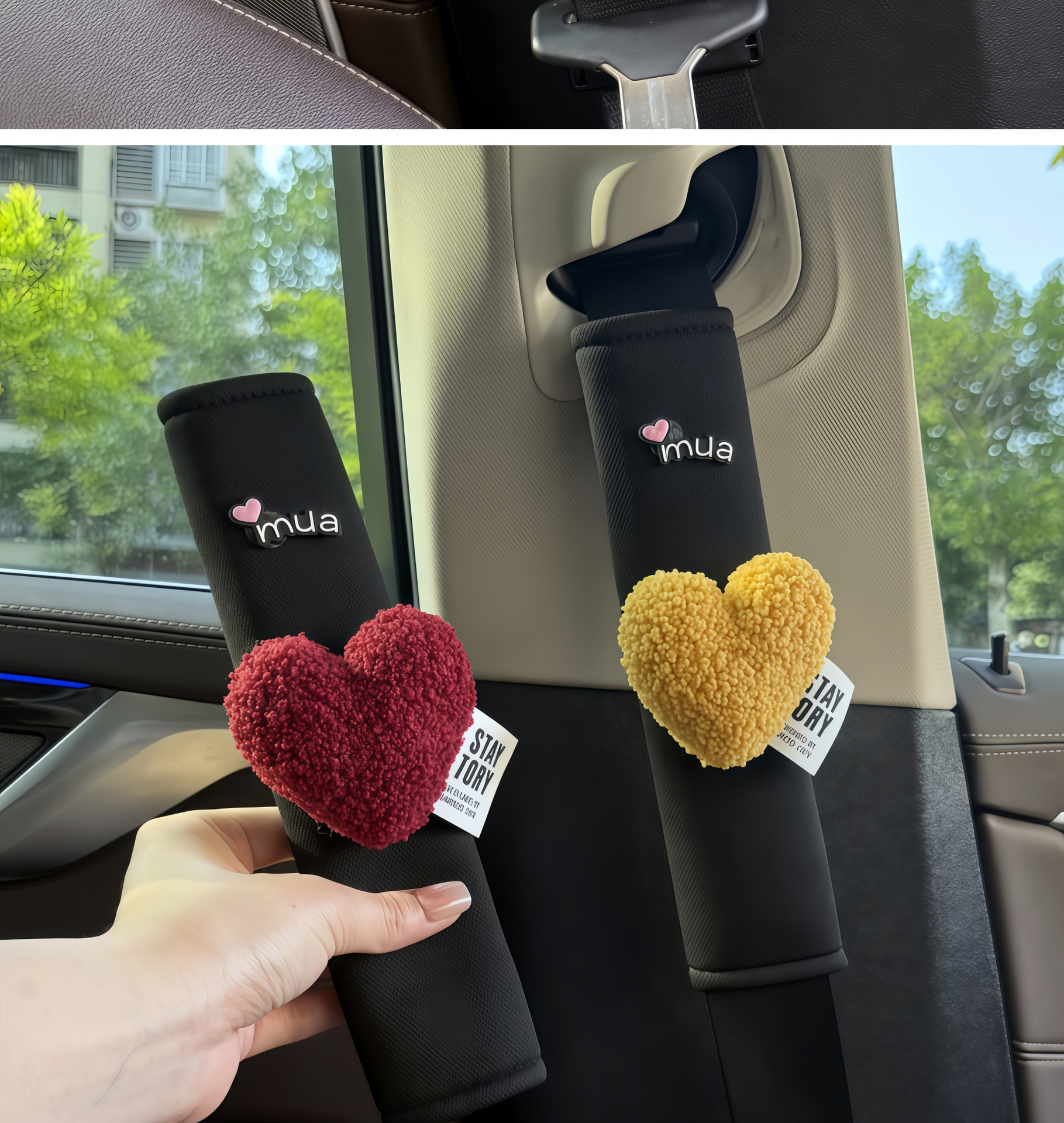 Seat Belt Shoulder Protector, Soft Anti-Wear Clothing, Breathable Anti-Strangle Shoulder Safety Belt Protective Cover, Universal Car Heart Decoration
