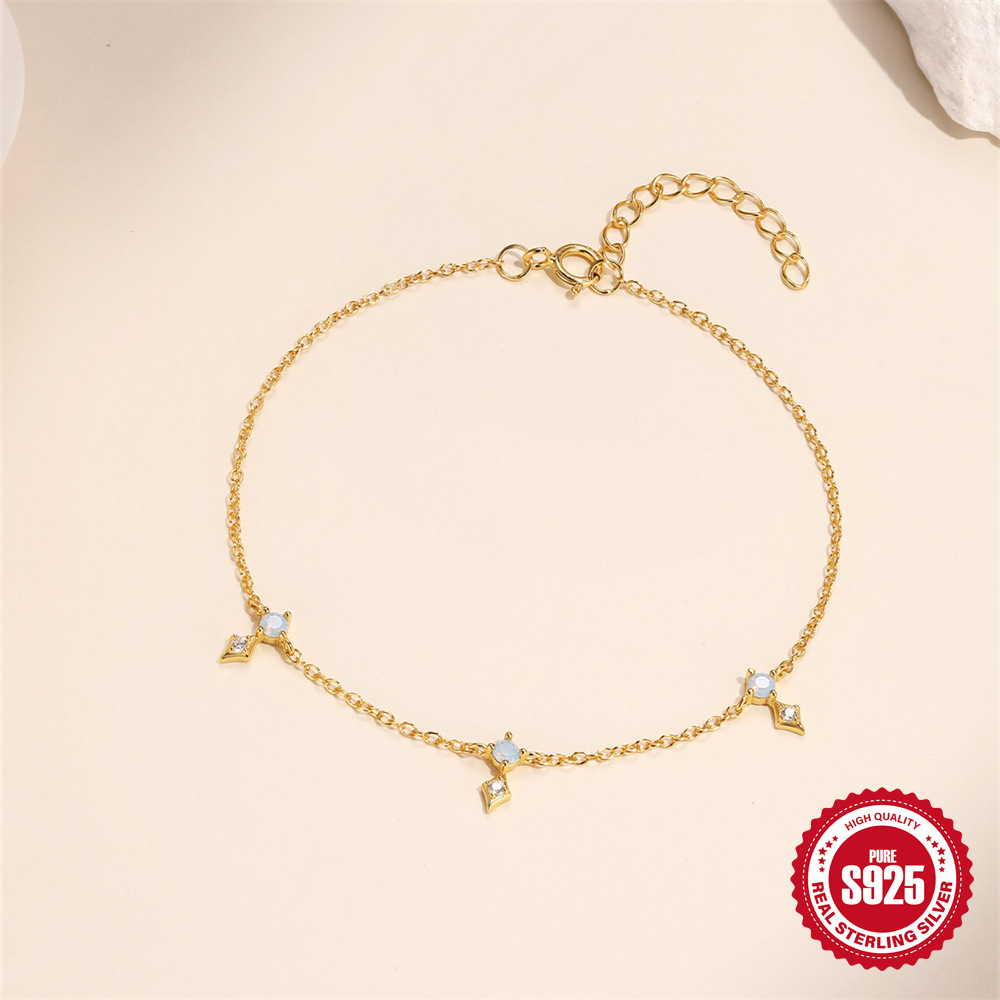 Europeo y americano transfronterizo S925 estrellas de plata esterlina azul estilo explosivo temperamento ins estilo simple apilado todo fósforo pulsera exquisita