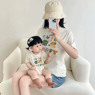 小月龄爬服亲子服2026新款夏季短袖0-6个月宝宝连体衣纯棉哈衣t恤