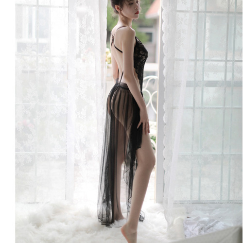 Yishan doll love clothes new sexy lingerie temptation cross beautiful back deep V suspender support lace one-size-fits-all long skirt