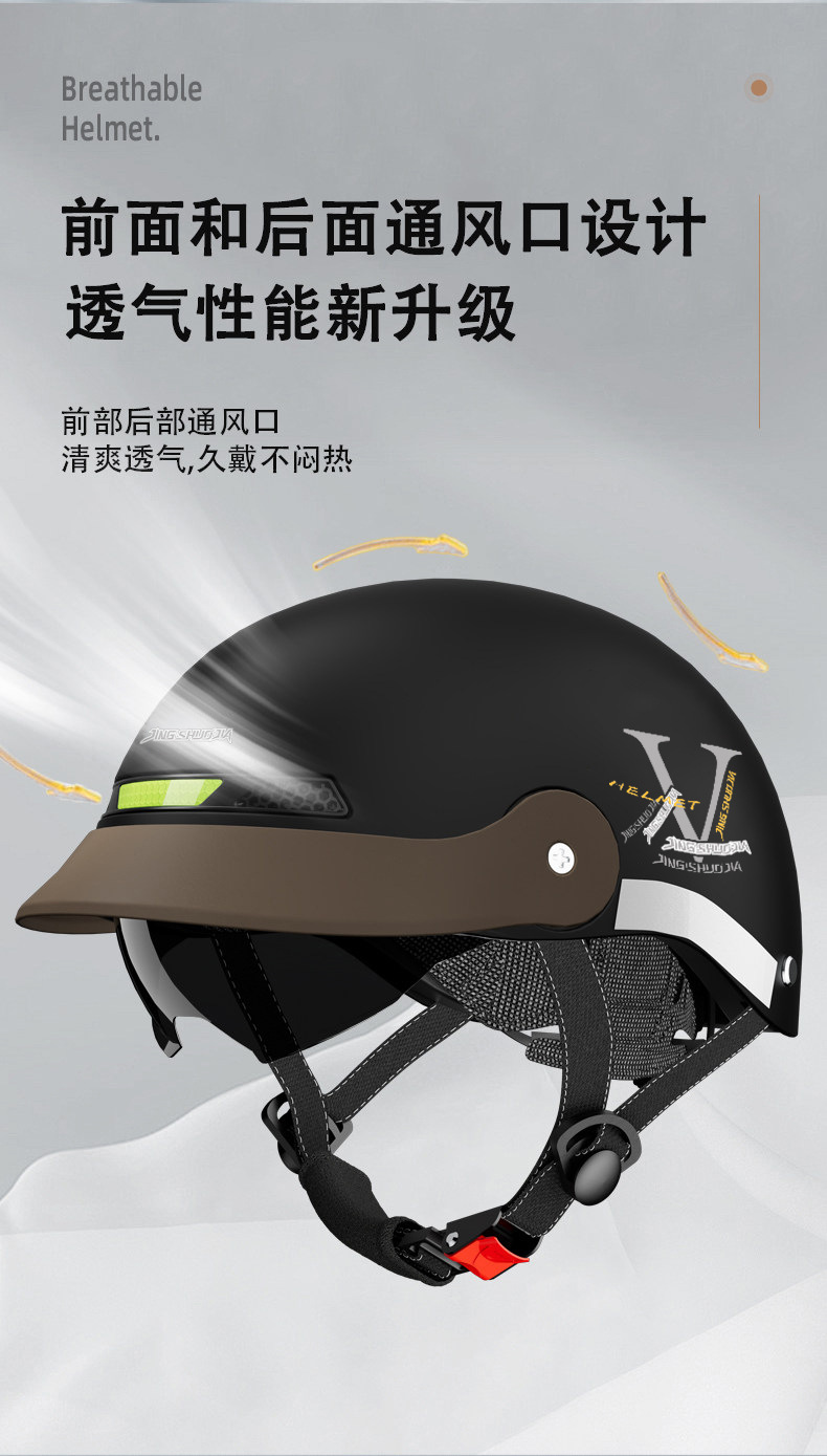 National Standard 3C Certified Electric Vehicle Helmet, Summer Sun Protection Half Helmet, Push-In Style, Unisex, All-Season Riding Safety Helmet