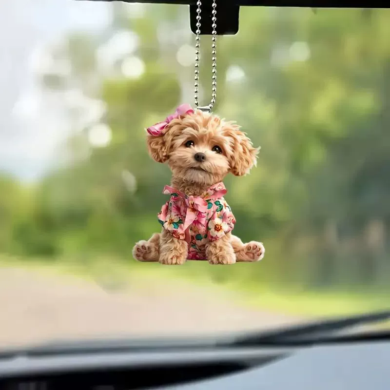 Праздничный 2d акриловой милый щенок автомобиль подвеска