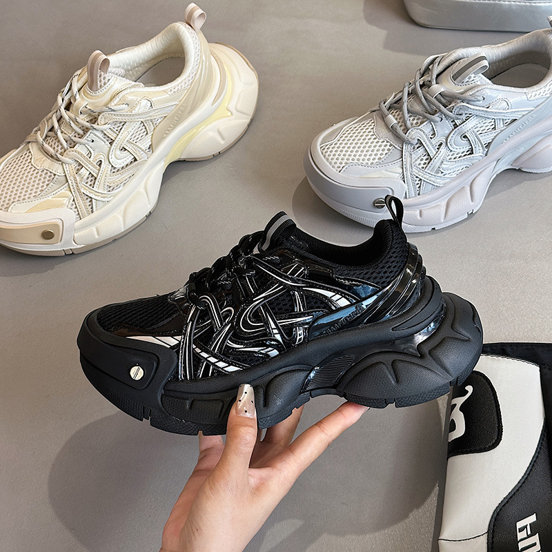 黑曜石星星老爹鞋新款春夏增高厚底跑鞋情侣网面男鞋百搭鞋子女