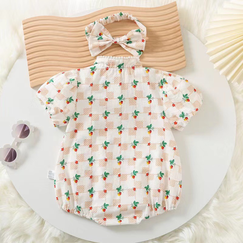 Ropa de verano para niñas, ropa fina, pijamas florales, mameluco de manga corta de verano para bebés recién nacidos