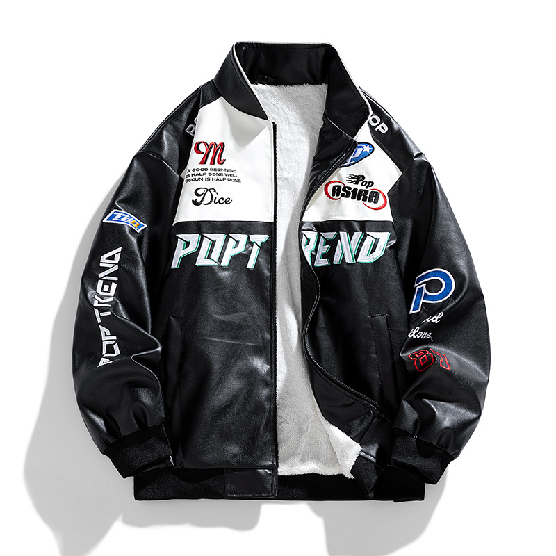 Chaqueta de cuero PU para hombres, nuevo otoño, chaqueta de cuello vertical, chaqueta de motocicleta de manga larga, chaqueta de nicho, chaqueta de color