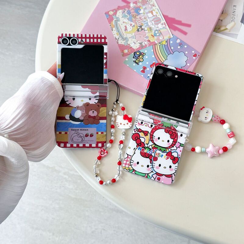 Cartoon Cute Hello Kitty Suitable for Samsung Zflip7 Mobile Phone Case All-Inclusive Anti-Fall New Flip6/5