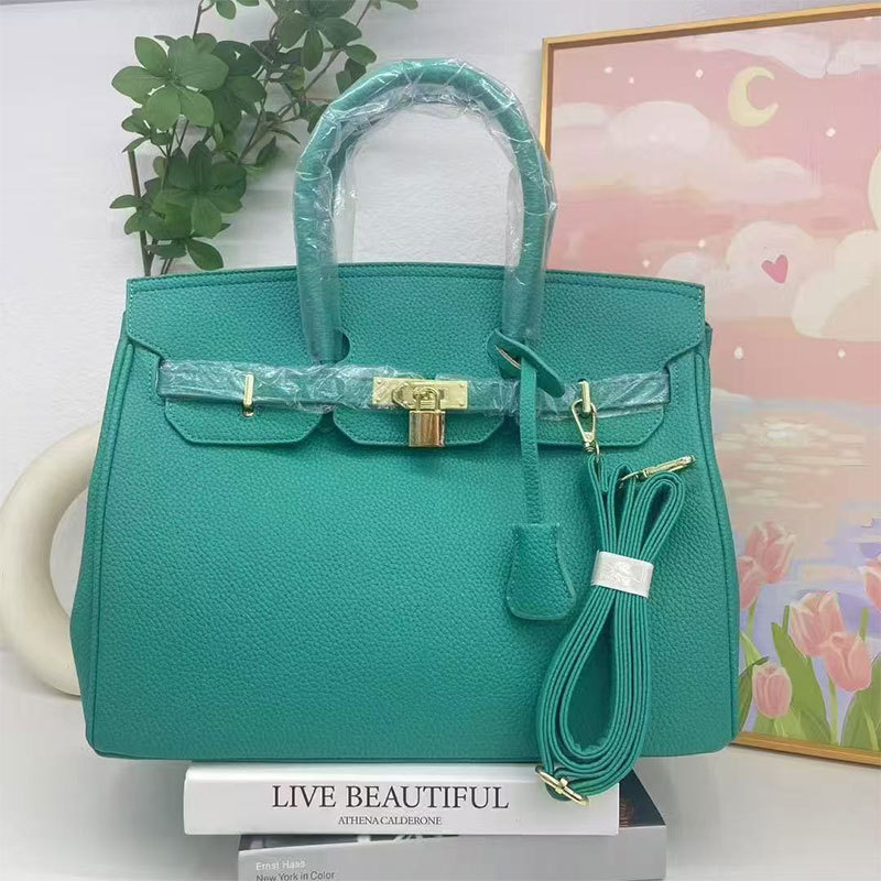 跨境百搭铂金包时尚简约轻奢荔枝纹手提包质感通勤女士bags单肩包|undefined