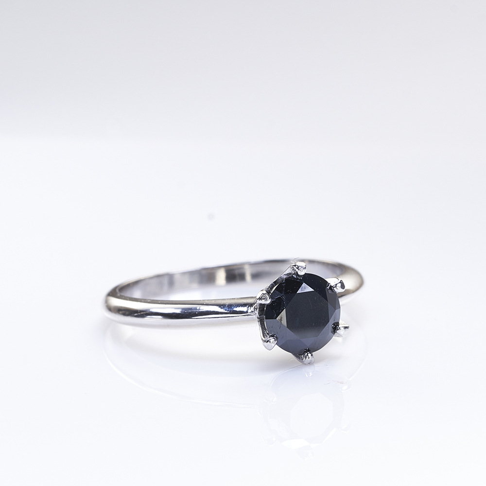 Clásico de seis garras 1 quilates negro azul verde anillo de piedra de mormonton plata esterlina joyas de mujer transfronterizas TK exclusivo en stock