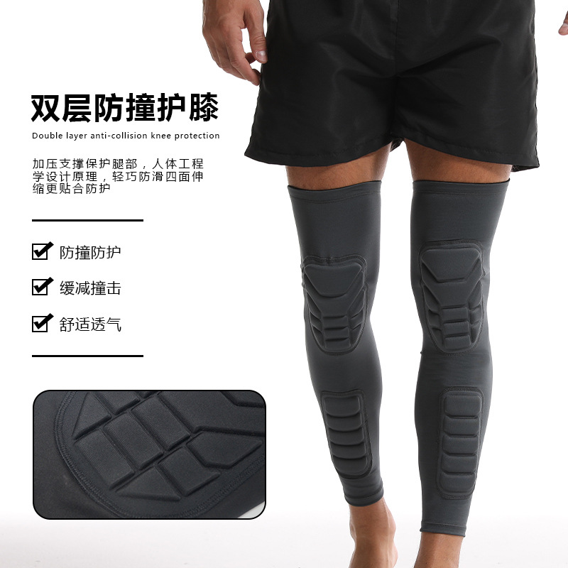Cross-Border Anti-Collision Knee Pads, Extended Leg Protection, Sports Knee Pads, Basketball Cycling, Breathable Honeycomb Anti-Collision Knee Pads, Patella Pads