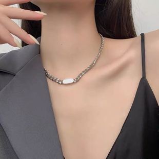 Titanium Steel Engraving Necklace Bracelet Men's and Women's Simple Light Luxury High-end Short Hip-hop Cold Style Internet Celebrity Design Necklace