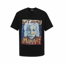 跨境美式复古涂鸦宽松休闲T恤 高街风“Get Smart Make Art”印花