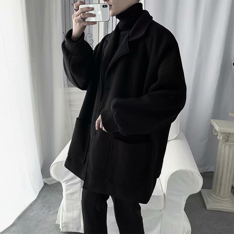 Korean style casual men's suit jacket, trendy and sophisticated, unique design, cool and edgy style.