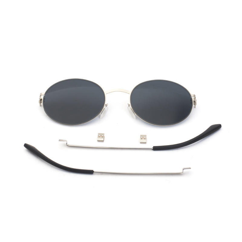 Simple Fashion Round Frame Spring Leg Screwless Steel Lens Sunglasses Wholesale Nihaojewelry display picture 9