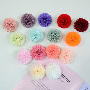 Simulation Ping Pong chrysanthemum wholesale wedding table flower decorative silk flower oil painting small ball chrysanthemum head silk cloth thousand layers of chrysanthemum head
