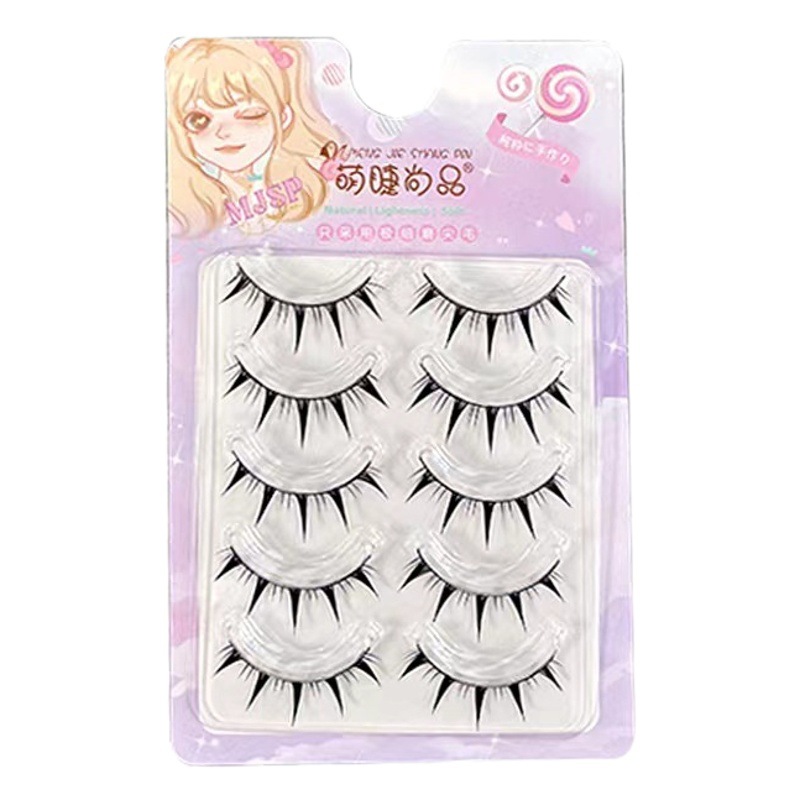 Pestañas lindas de dibujos animados de moda gruesa Barbie pestañas falsas de una sola pieza simulación natural diablo pestañas enteras novato