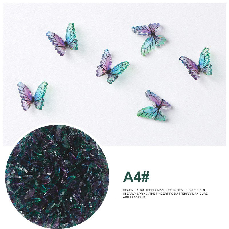 Acrílico mariposa resina tridimensional accesorios de uñas accesorios de flores plástico transparente uñas hechas a mano material DIY image 10