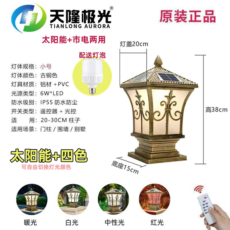 작은 검꽃 - 태양광 및 전기 겸용 청동 - 4색 조명