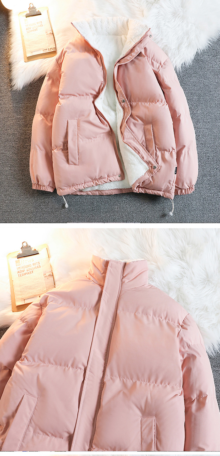 Stand-up Collar Padded Jacket For Men And Women With Fleece Loose Padded Jacket For Couples With Padded Jacket For Men With Fleece_viptrois.com