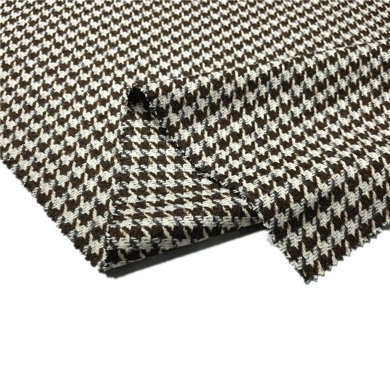 2021新款定制梭织羊毛千鸟格粗花呢面料连衣裙毛呢西装面料布料