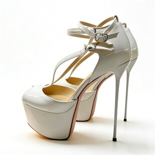 �W��վ���ԕr�b�߸�Ь��ɫ��Ƥ�_�Rˮ̨��ЬŮheels sandal 16CM