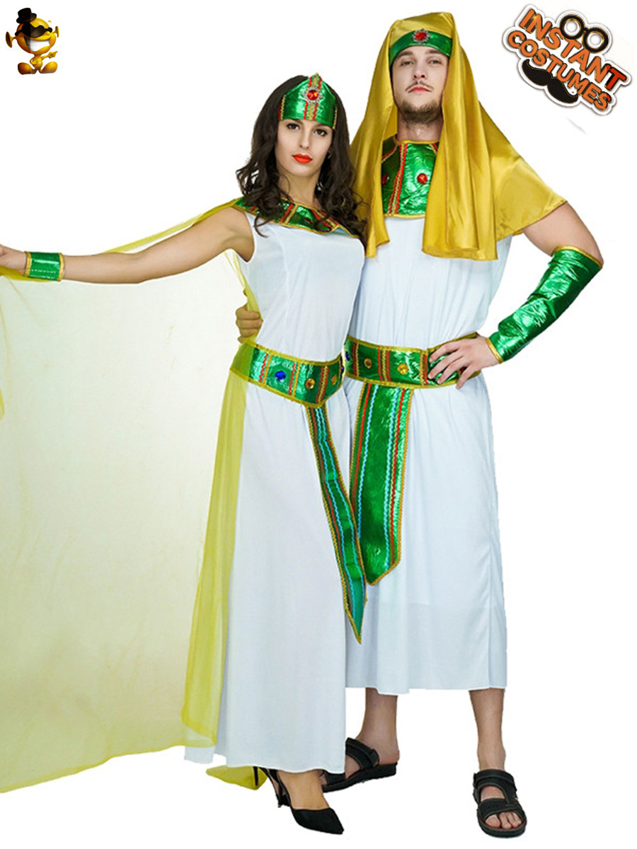Halloween adulto grandes hombres antiguo faraón egipcio traje grande de las mujeres princesa vestido pareja traje de fiesta