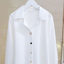 品牌折扣专柜撤柜正品剪标女装白色v领衬衫气质上衣显瘦垂感衬衣