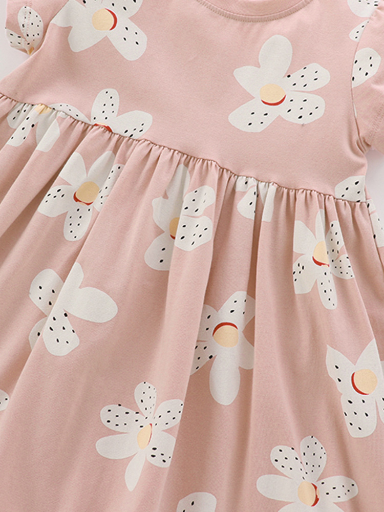 Malwee vestido de los niños de verano nuevo europeo y americano de los niños casual cuello redondo lindo manga corta princesa vestido occidental