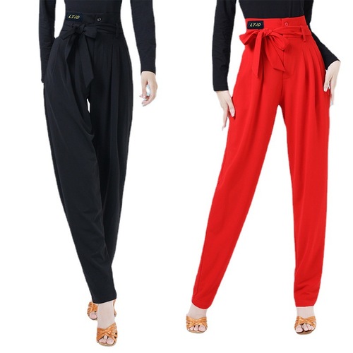 Spring and Autumn Jitterbug Square Dance Team Small Feet Elastic High Waist Team Uniforms Practice Performance Wear Pants to Show Slim Commuting Temperament