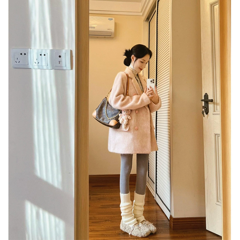 Нежное шерстяное пальто женский 2024 новый осенний и зимний премиал шерстяное пальто