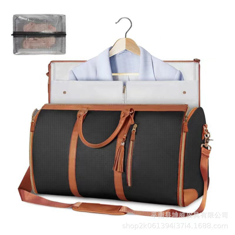 Bolsa de viaje portátil transfronteriza para uso nocturno, maleta de gran capacidad para mujer, bolsa plegable para deportes y fitness, de PU