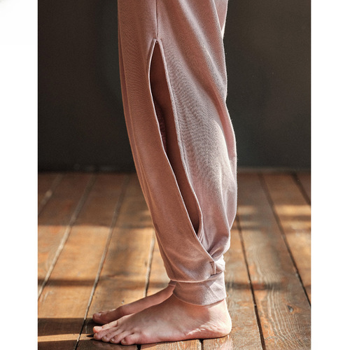  Summer New Loose Yoga Pants with Ankle Tie Breathable Ribbed Slimming Waist-cinch Mesh Exercise Fitness Ankle-length Pants
