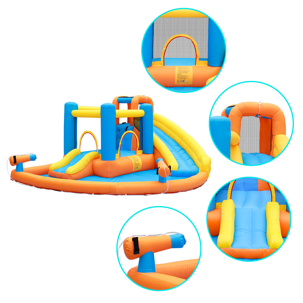 Dr. Pig inflatable castillo pequeño hogar chorro de agua inflatable tobogan trampolín al aire libre parque acuático infantil castillo antideslizante