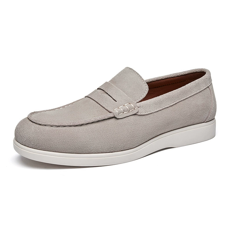 Мужские мокасины из замши и натуральной кожи, британский стиль, с матовым покрытием,  удобные,  без застежек, повседневные.