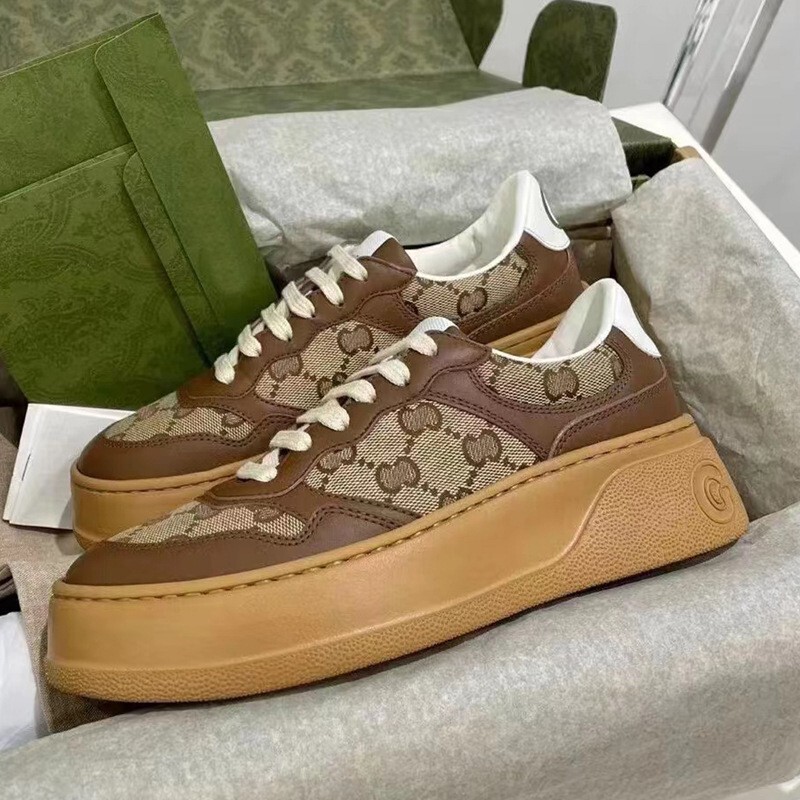 Factory Direct Sale High-End Version Biscuit Shoes Thick-Soled G-Style White Sneakers for Women Retro Height-Increasing Casual Sports Sneakers for Men